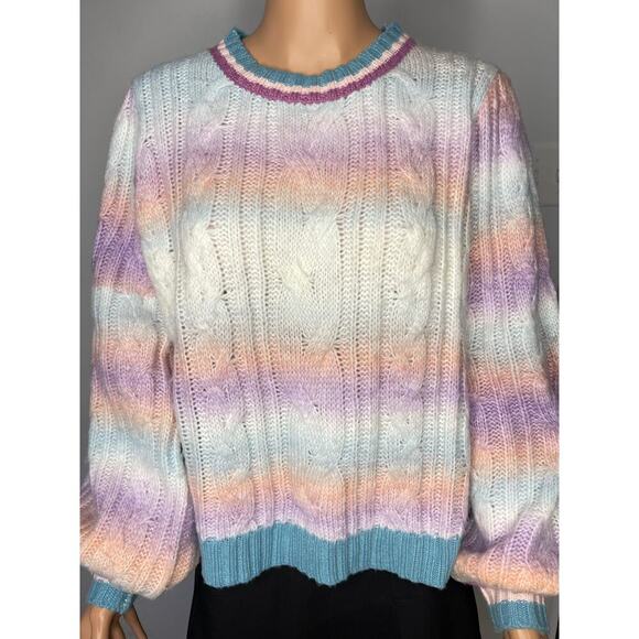KARLIE women’s pullover cable knit sweater size M - Picture 4 of 10